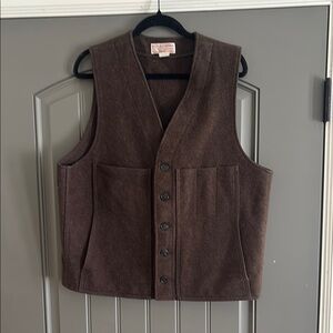 Vintage Brown Wool Button-Up Vest